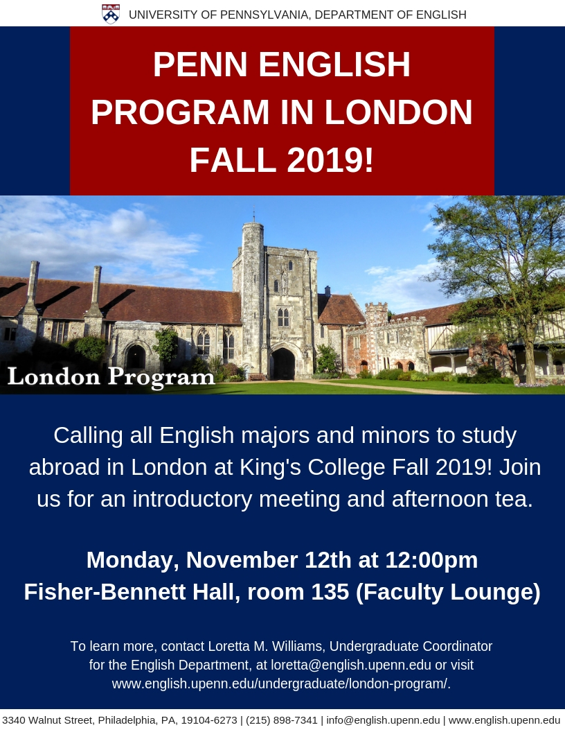 English  From the Department of English at King's College London