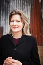 Jennifer Egan in black coat